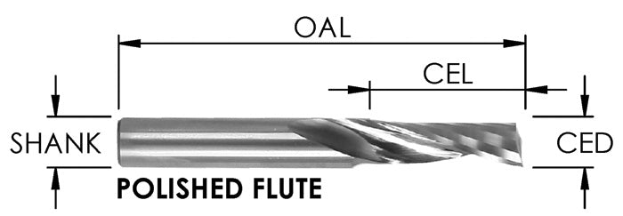 O FLUTE UPCUT – 1 FLUTE (POLISHED) – SOFT PLASTIC