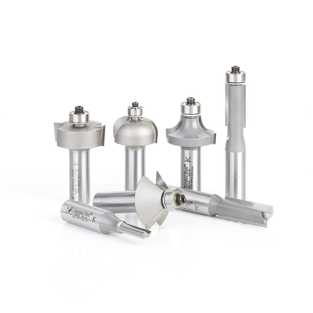 AMANA AMS-406 7PC BASIC ROUTER BIT SET 1/2SK