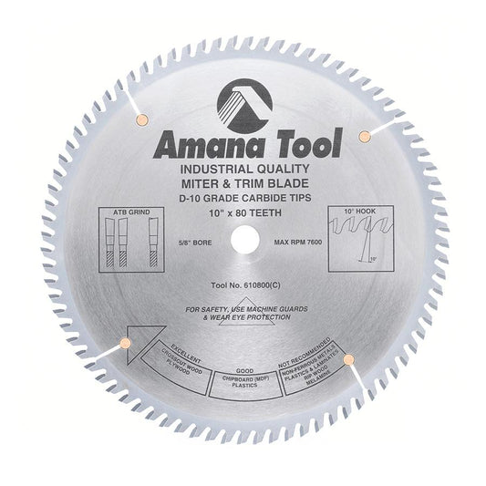 AMANA 610800 10"/80T TRIM SAW A.T.B. GRIND