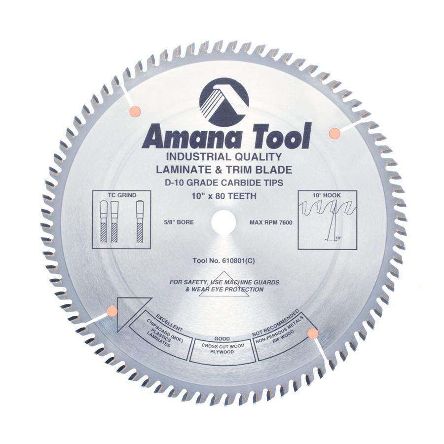 AMANA 610801 10"/80T TRIM SAW T.C.G. GRIND