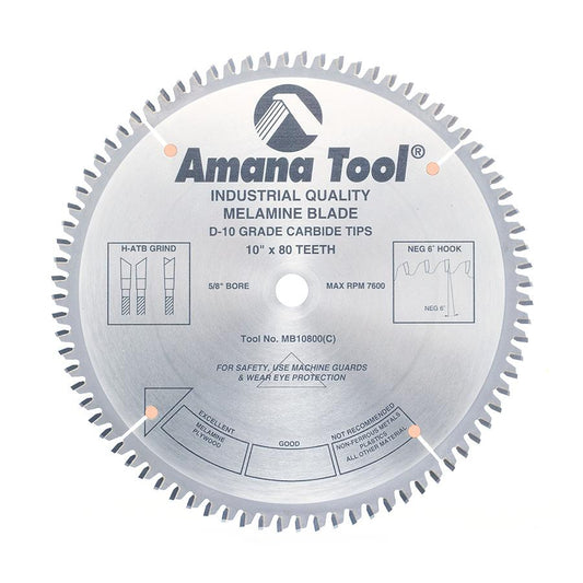 AMANA MB10800 10"/80T MELAMINE BLADE H-A.T.B