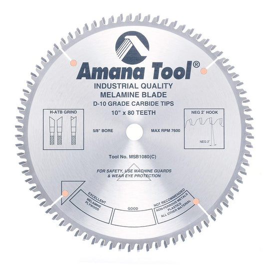 AMANA MSB1080 10"/80T MELAMINE BLADE H-ATB