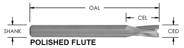 O FLUTE LOW HELIX UPCUT SPIRAL, 2 FLUTE