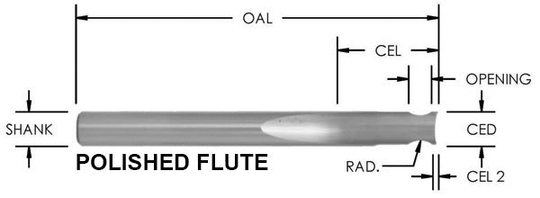 O FLUTE ROUNDING EDGE SPIRAL BIT – 1 FLUTE