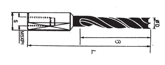 SOLID CARBIDE BORING BITS WITH STEEL SHANK – BRAD POINT (LEFT-HAND)