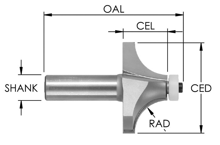 ROUNDOVER BITS WITH DELRIN BEARING