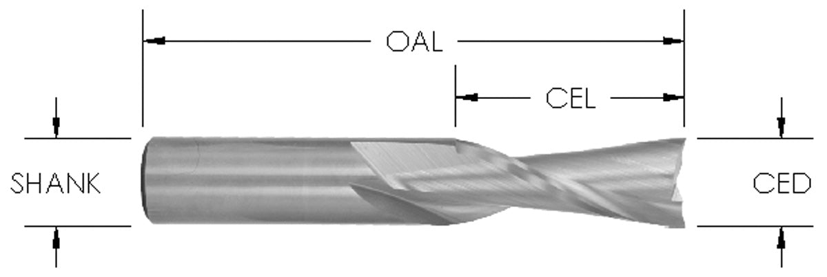 2-FLUTE DOWNCUT LEFT-HAND