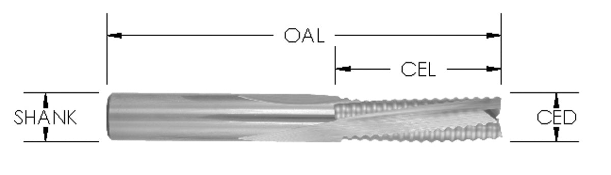 3-FLUTE DOWNCUT SLOW SPIRAL ROUGHERS