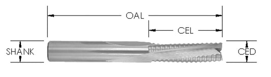 3-FLUTE DOWNCUT SLOW SPIRAL ROUGHERS