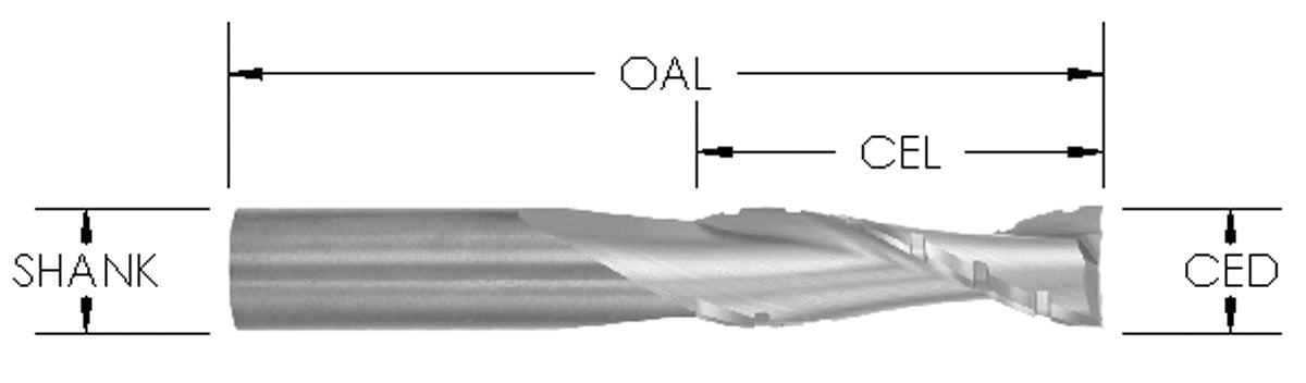 2-FLUTE UPCUT BITS W/ CHIPBEAKERS