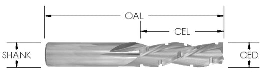 2-FLUTE DOWNCUT BITS W/ CHIPBEAKERS