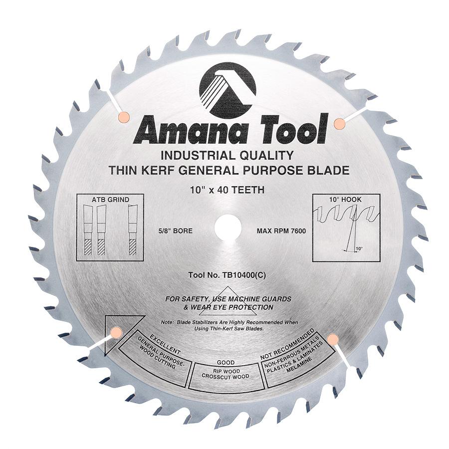 AMANA TB10400 10"/40T THIN KERF A.T.B GRIND