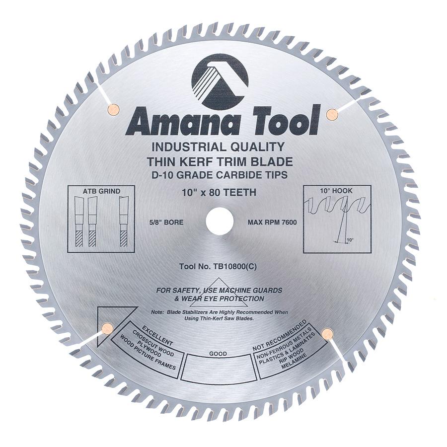 AMANA TB10800 10"/80T THIN KERF A.T.B GRIND