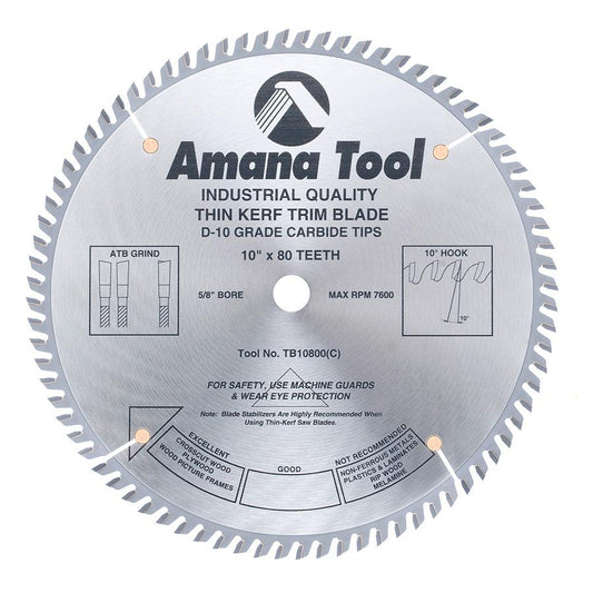 AMANA TB10800 10"/80T THIN KERF A.T.B GRIND