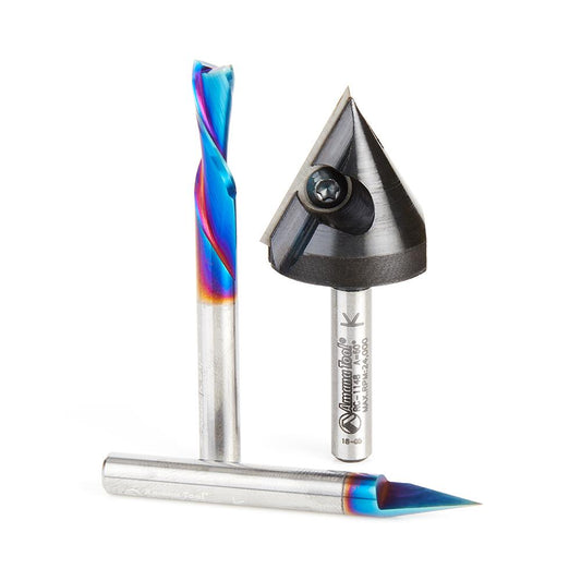 AMANA AMS-113 3PC CNC STARTER PACK 1/4"SHANK