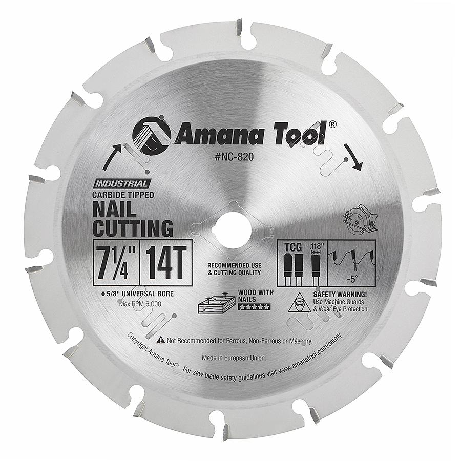 AMANA NC-820 7-1/4"x14Tx5/8" NAIL CUTTING